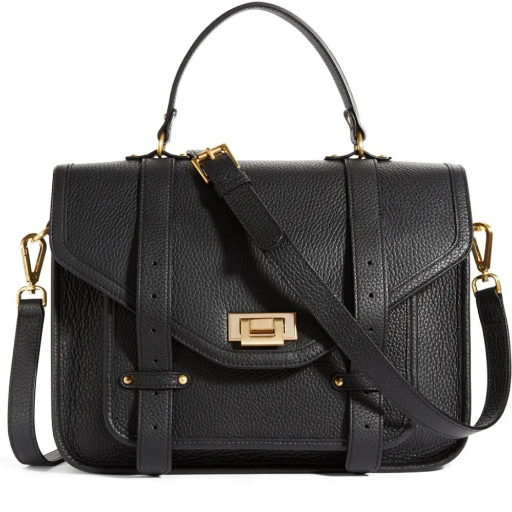 Gigi New York Black Hayden Pebbled Leather Satchel, Crossbody,‎ Briefcase
